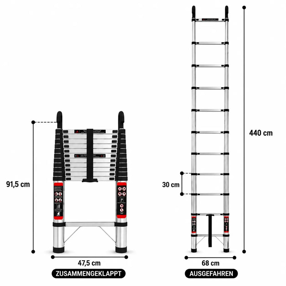 Teleskopleiter Silber 4,4m mit Haken — photo 5